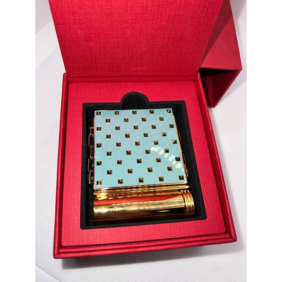 Nwot Valentino Rockstud goldtone miniaudière mirror - Picture 7 of 12